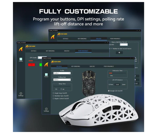 Attack Shark R5Ultra UltralightCarbon 8kHz/42kDPI PAW3950MAX Omron biała - 1472676 - zdjęcie 8